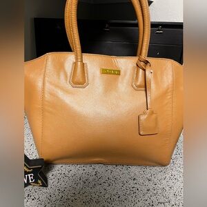 Joy & Iman Caramel Leather Tote